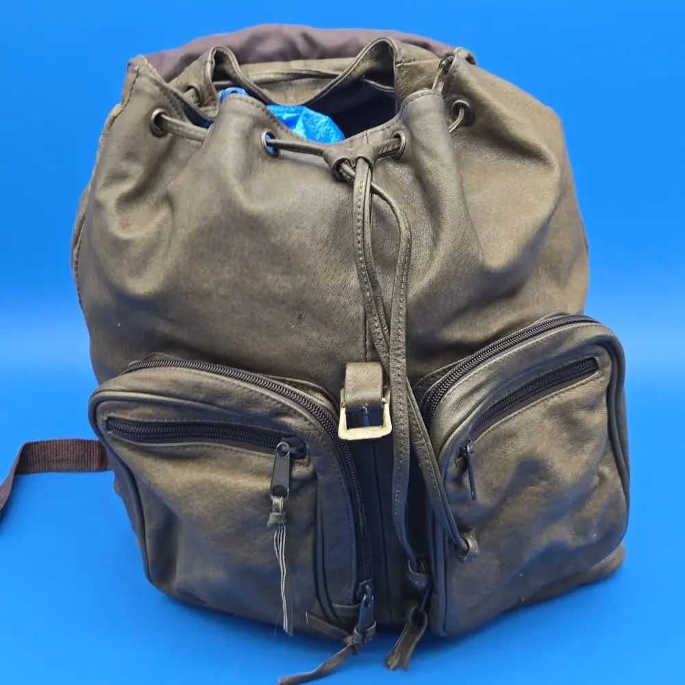 Capcom Vintage Style Soft Brown Backpack 14x14 Rucksack Bag Leather-Look